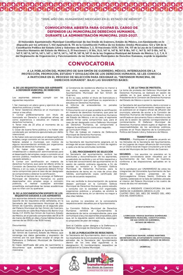 CONVOCATORIA DERECHOS HUMANOS